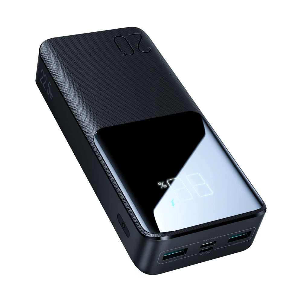 Външна батерия Joyroom, 20000mAh, 22.5W, QC + PD, 1 x USB-C - 2 x USB-A, Черна JR-QP192