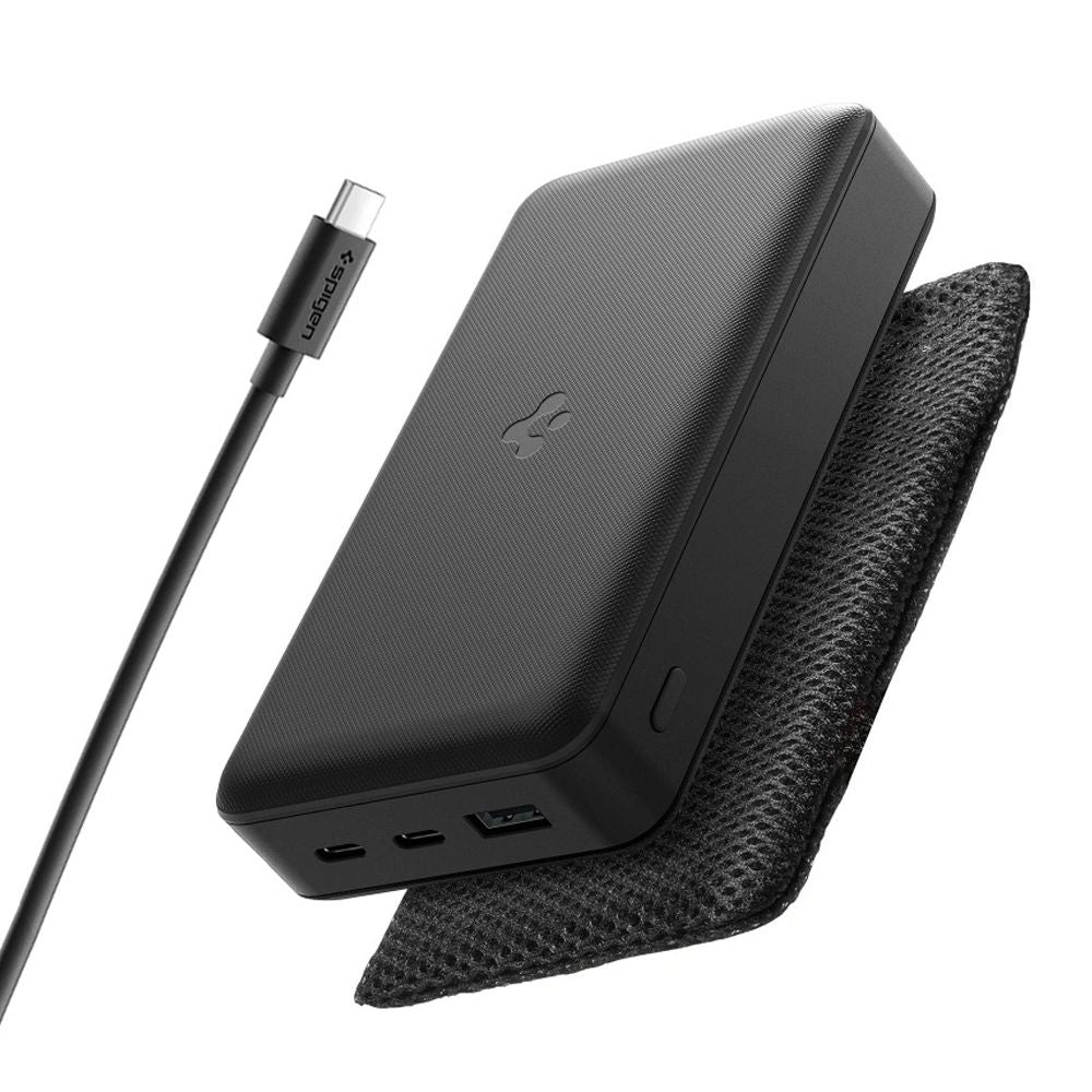 Външна батерия Spigen, 20000mAh, 30W, QC + PD, 1 x USB-A - 2 x USB-C, Черна ABA09433