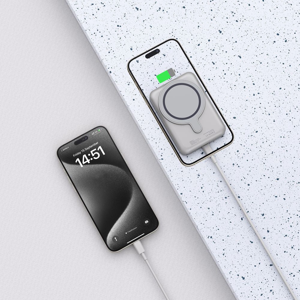 Външна безжична батерия Tech-Protect PB11 LifeMag, 10000mAh, 15W, PD + FQI, 1 x QI - 1 x USB-C, сива