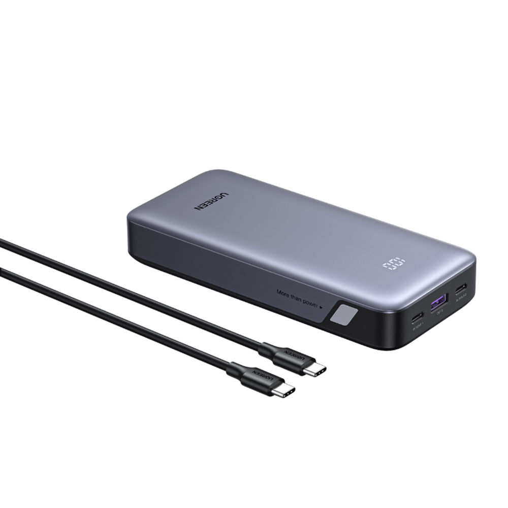 Външна батерия UGREEN Nexode PB532 (55989B), 20000mAh, 30W, QC + PD, 1 x USB-A - 2 x USB-C, Сив