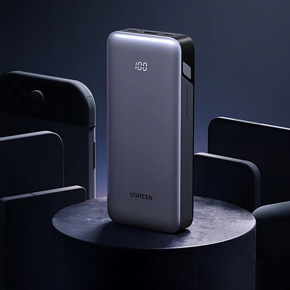 Външна батерия UGREEN Nexode PB532 (55989B), 20000mAh, 30W, QC + PD, 1 x USB-A - 2 x USB-C, Сив
