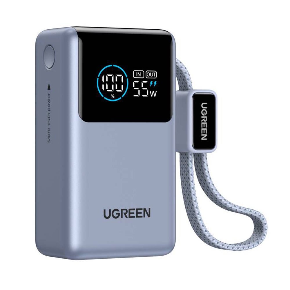 Външна батерия UGREEN Nexode Pro PB727 (75701B), 10000mAh, 55W, QC + PD, 1 x USB-A - 2 x USB-C, Сив