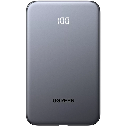 Външна батерия UGREEN PB526 (75161B), 10000mAh, 20W, QC + PD, 1 x USB-A - 2 x USB-C, Сива