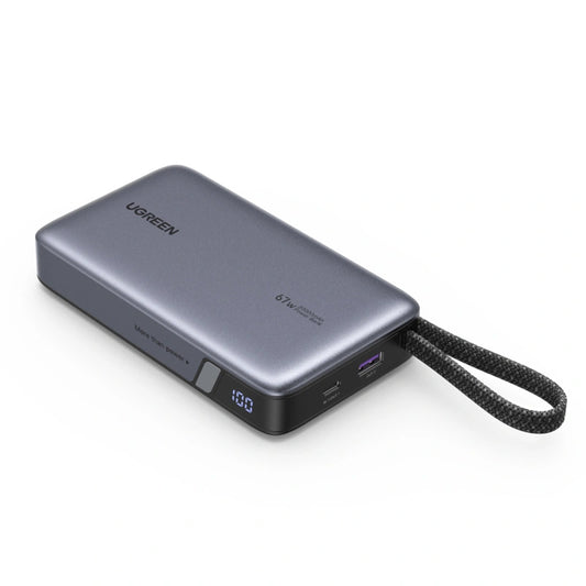 Външна батерия UGREEN PB550, 20000mAh, 67W, QC + PD, 1 x USB-A - 2 x USB-C, Сив