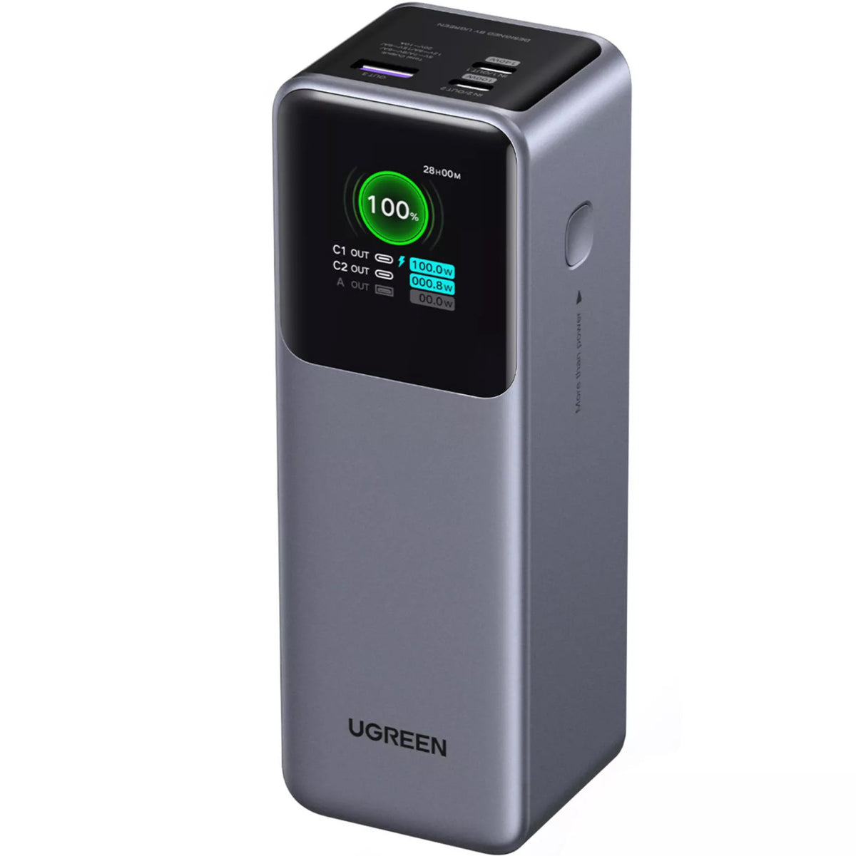 UGREEN PB722 External Battery, 25000mAh, 200W, QC + PD, 1 x USB-A - 2 x USB-C, Gray