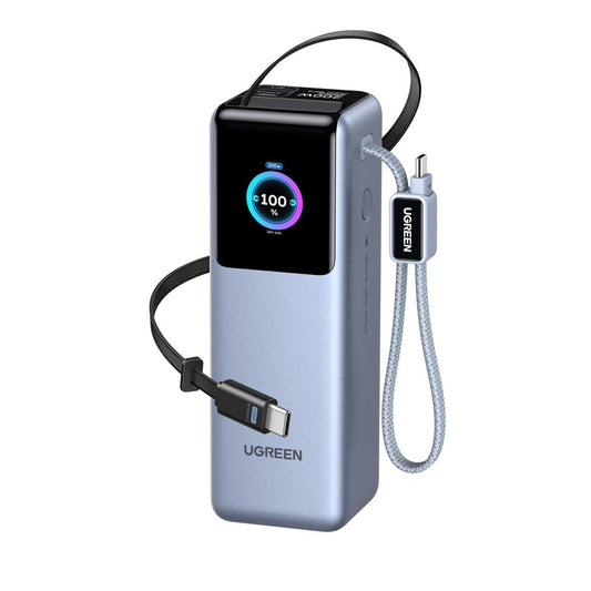 Външна батерия UGREEN PB728 (75702B), 25000mAh, 200W, QC + PD, 1 x USB-A - 3 x USB-C, Сив