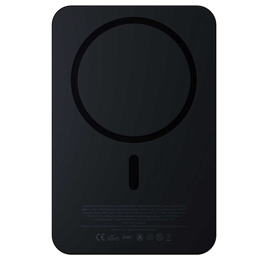 Външна батерия Wireless 3MK MagSynergy Ni+, 5000mAh, 22.5W, PD + FQI, 1 x QI - 1 x USB-C, Черна