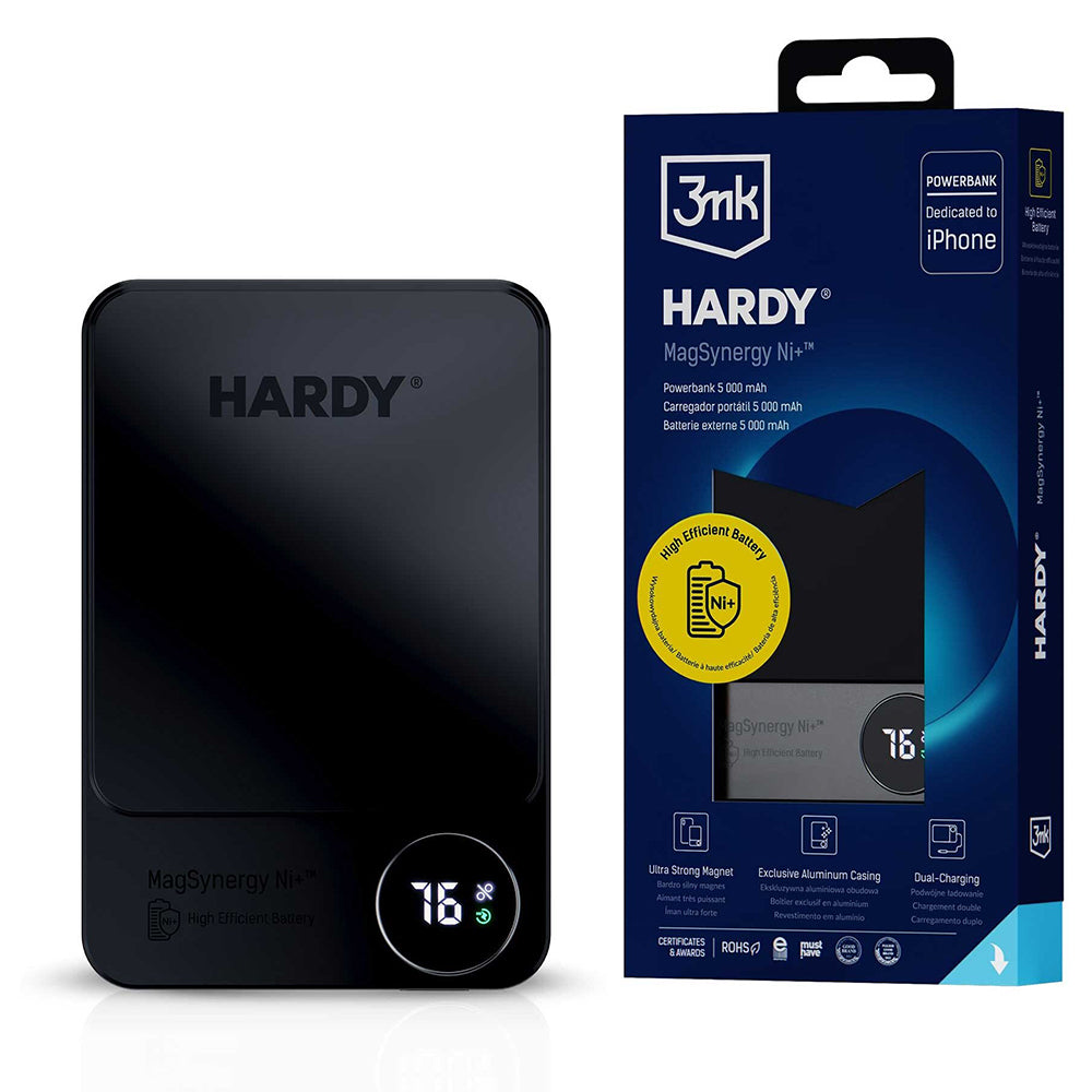 Външна батерия Wireless 3MK MagSynergy Ni+, 5000mAh, 22.5W, PD + FQI, 1 x QI - 1 x USB-C, Черна