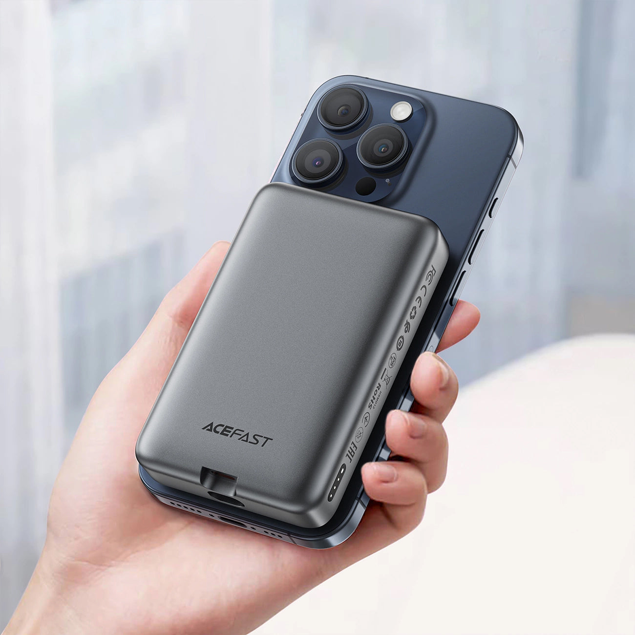 Външна батерия Wireless Acefast M10, 10000mAh, 30W, PD + FQI, 1 x QI - 2 x USB-C, Черна