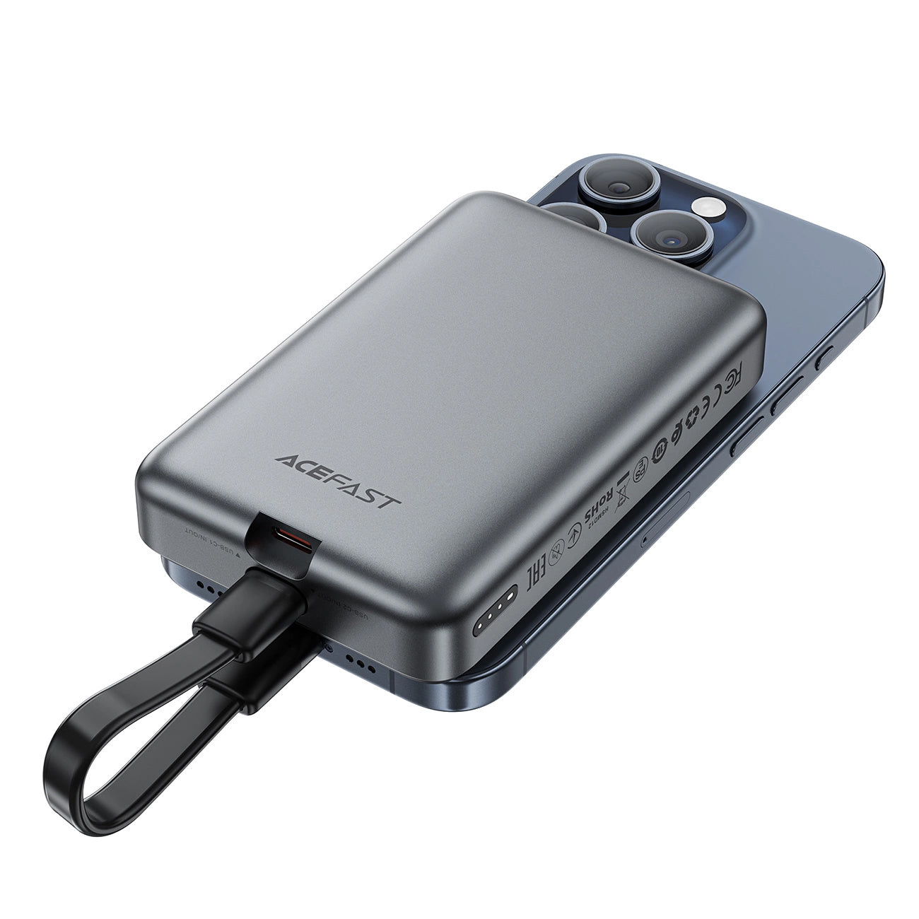 Външна батерия Wireless Acefast M10, 10000mAh, 30W, PD + FQI, 1 x QI - 2 x USB-C, Черна