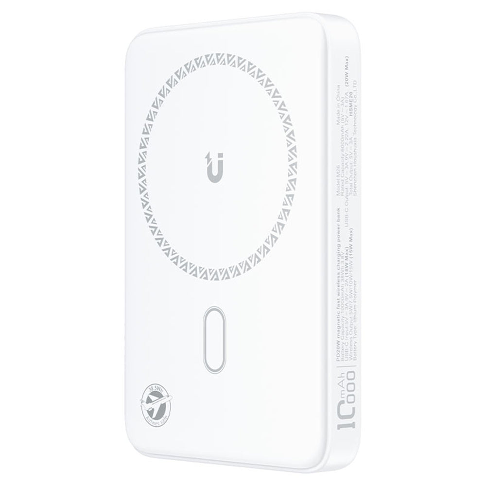 Външна батерия Wireless Acefast M26, 10000mAh, 20W, PD + FQI, 1 x QI - 1 x USB-C, Бяла