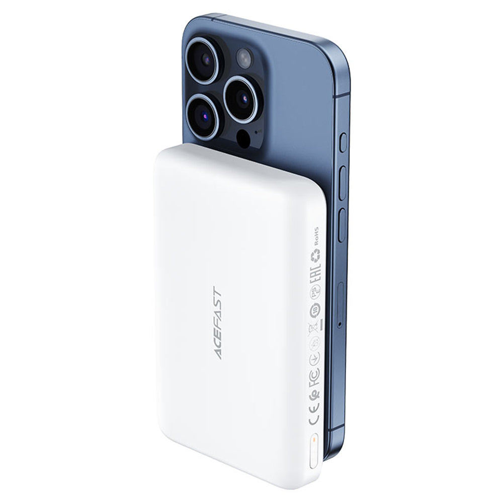Външна батерия Wireless Acefast M26, 10000mAh, 20W, PD + FQI, 1 x QI - 1 x USB-C, Бяла