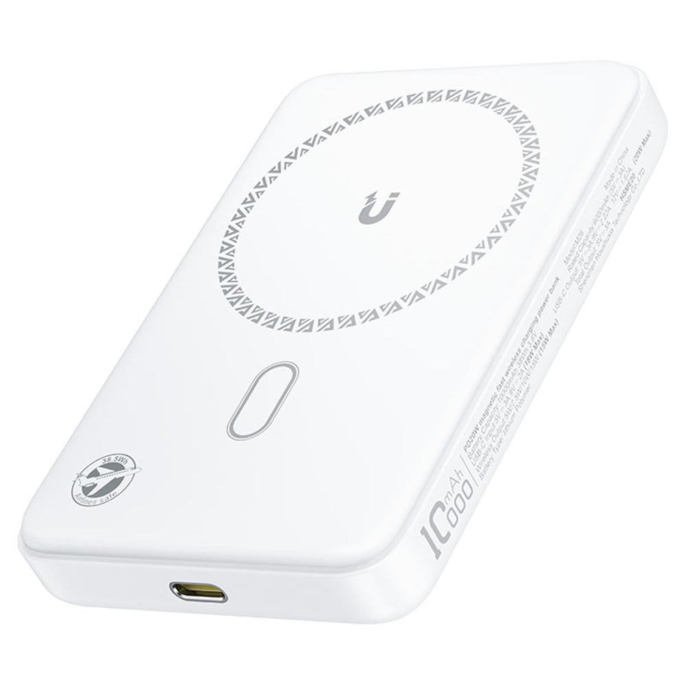 Външна батерия Wireless Acefast M26, 10000mAh, 20W, PD + FQI, 1 x QI - 1 x USB-C, Бяла