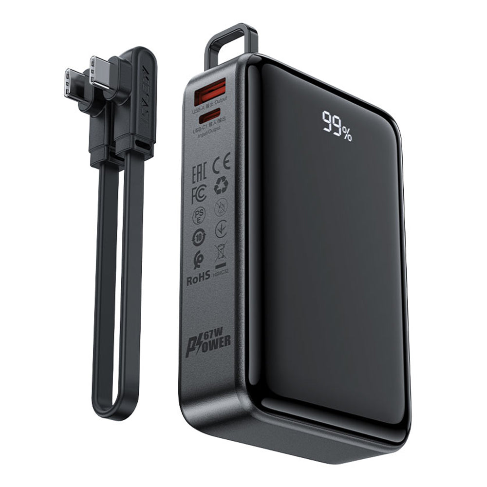 Външна батерия Acefast M4, 20000mAh, 67W, PD, 1 x USB-A - 2 x USB-C, Черна