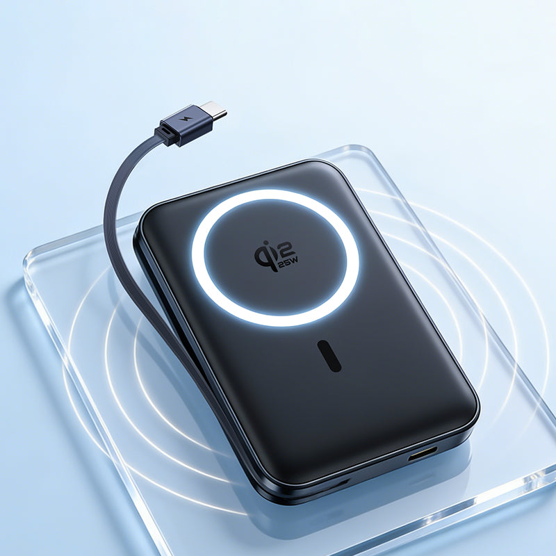 Безжичен външен акумулатор Baseus PicoGo AM61, 10000mAh, 45W, PD + FQI, 1 x QI - 2 x USB-C, Черен E0028V00