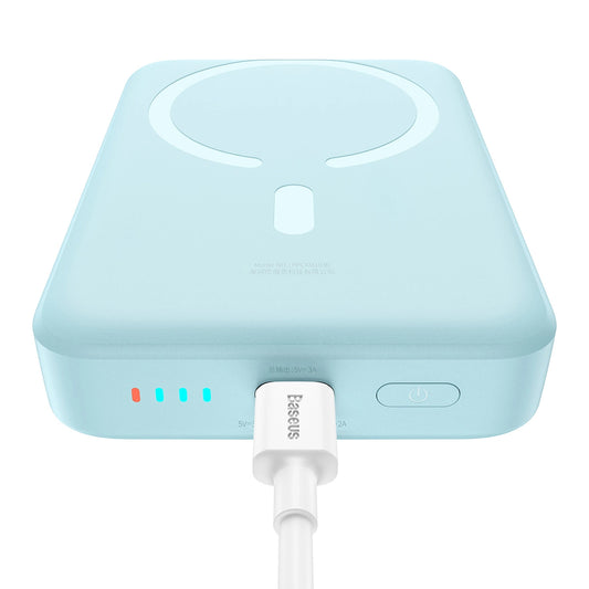 Външна безжична батерия Baseus Magnetic Mini, 10000mAh, 30W, PD + FQI, 1 x QI - 1 x USB-C, Синя PPCX110203