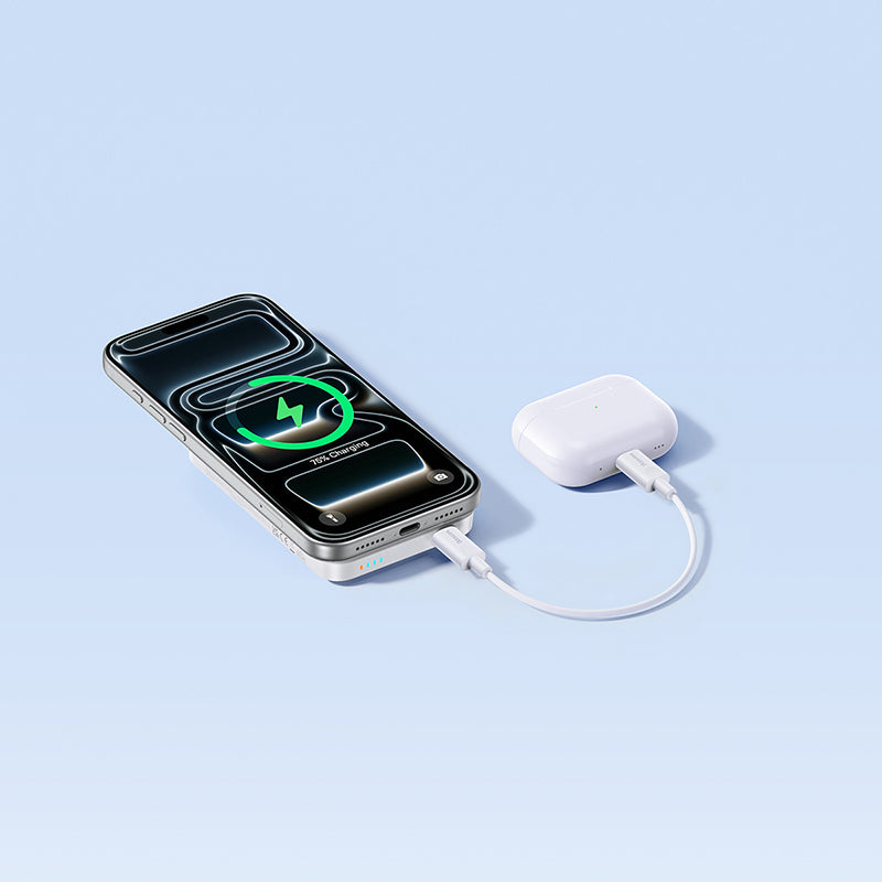 Безжичен външен акумулатор Baseus EnerFill FM11, 10000mAh, 30W, PD + FQI, 1 x QI - 1 x USB-C, бял