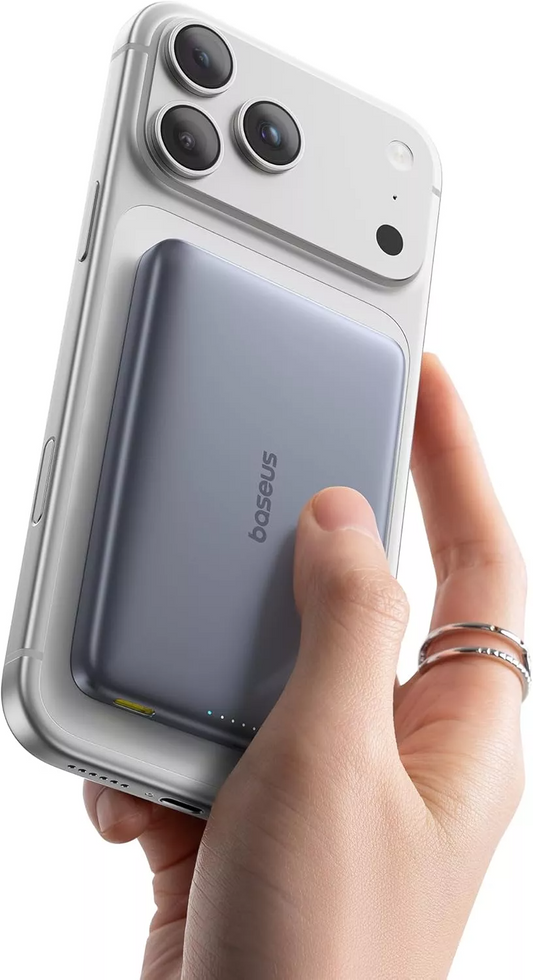 Външна батерия Wireless Baseus PicoGo AM41, 10000mAh, 27W, PD + FQI, 1 x QI - 1 x USB-C, Сива E0027200