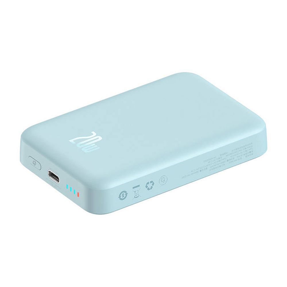 Външна батерия Wireless Baseus Magnetic Mini, 10000mAh, 20W, PD + FQI, 1 x QI - 1 x USB-C, Синя PPCX110103