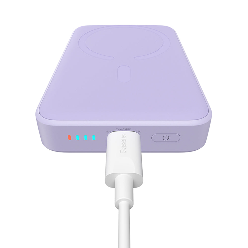 Външна батерия Wireless Baseus Magnetic Mini, 10000mAh, 20W, PD + FQI, 1 x QI - 1 x USB-C, Лилав PPCX110105