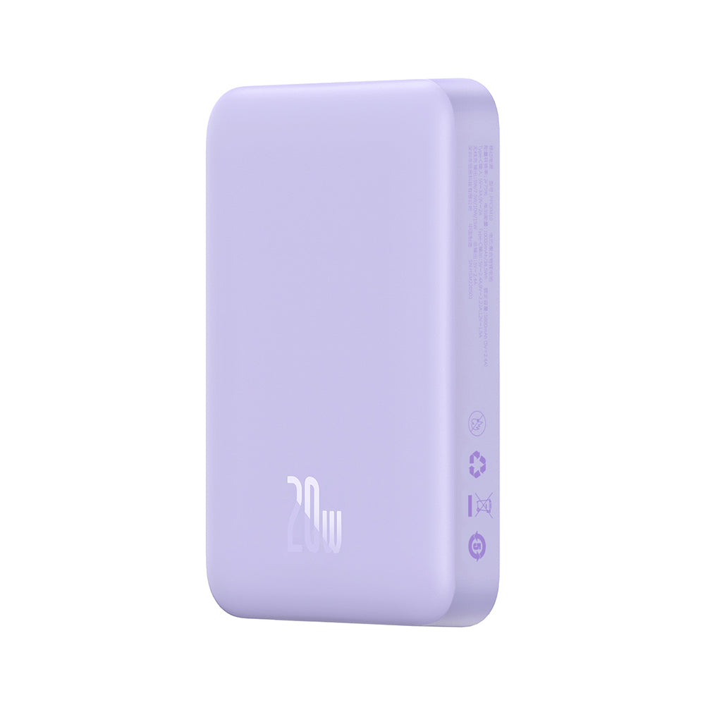 Външна батерия Wireless Baseus Magnetic Mini, 10000mAh, 20W, PD + FQI, 1 x QI - 1 x USB-C, Лилав PPCX110105