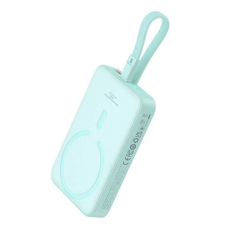 Външна батерия Wireless Baseus Magnetic Mini, 10000mAh, 20W, PD + FQI, 1 x Lightning - 1 x QI - 1 x USB-C, Зелен P10022109333-00