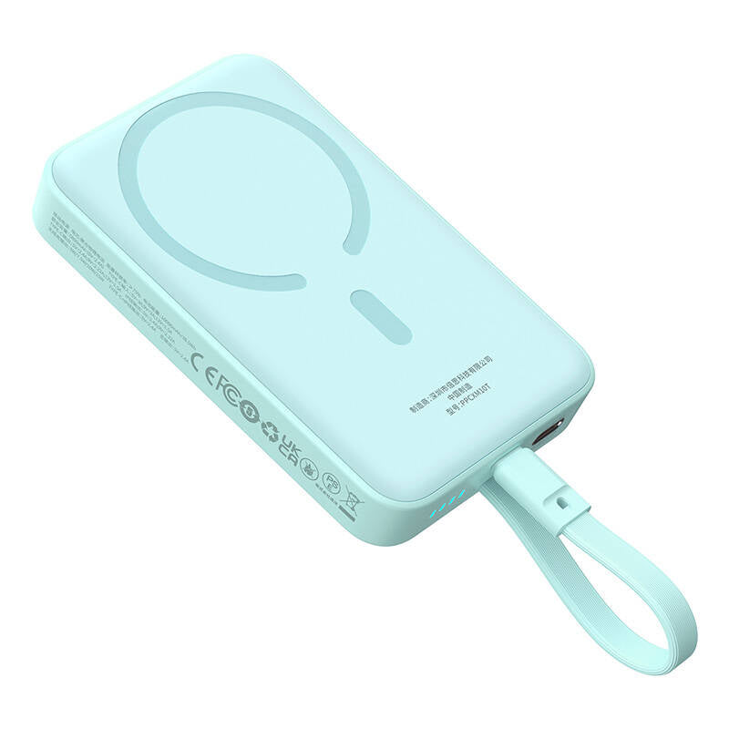Външна батерия Wireless Baseus Magnetic Mini, 10000mAh, 30W, PD + FQI, 1 x Lightning - 1 x QI - 1 x USB-C, Синя P1002210B333-00
