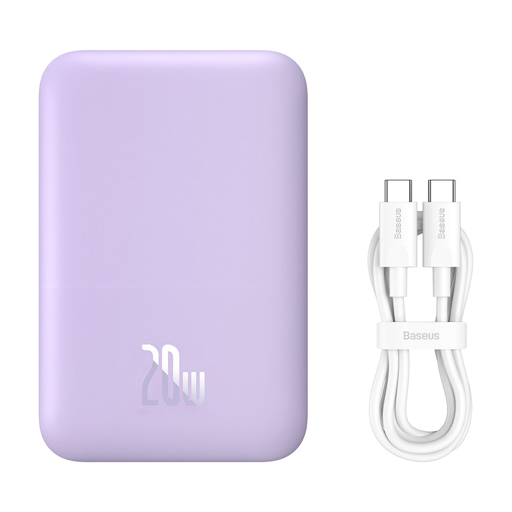 Външна батерия Wireless Baseus Mini Air, 6000mAh, 20W, PD + FQI, 1 x QI - 1 x USB-C, Лилав P10059002513-00