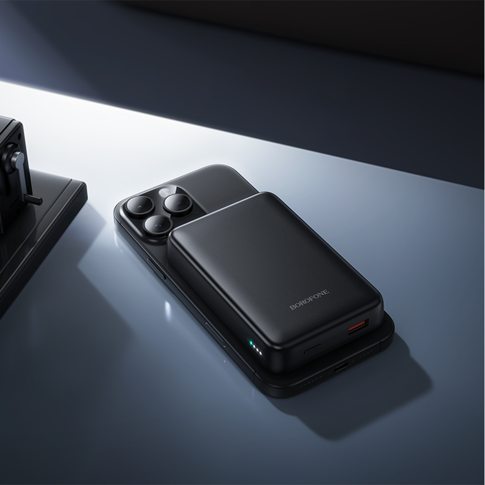 Външна батерия Wireless Borofone BJ82A Dawn, 10000mAh, 22.5W, QC + PD + FQI, 1 x QI - 1 x USB-A - 1 x USB-C, Черна