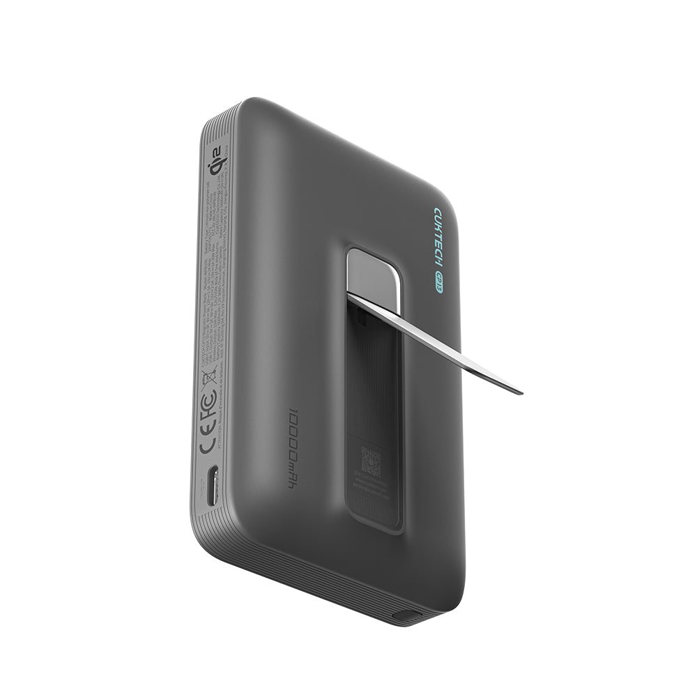 Безжична външна батерия Cuktech WPB100, 10000mAh, 30W, PD + FQI, 1 x QI - 1 x USB-C, Сив CUWPB100GLBK