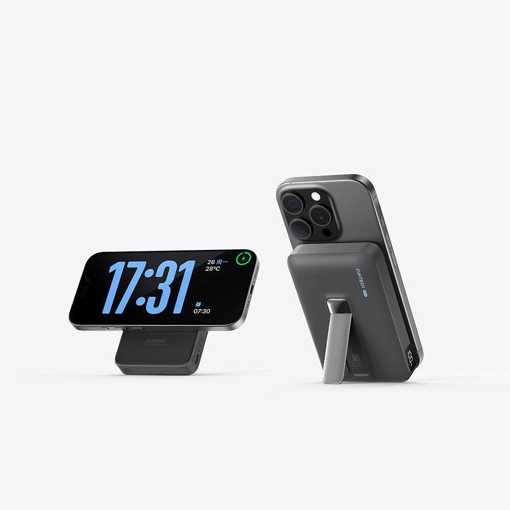 Безжична външна батерия Cuktech WPB100, 10000mAh, 30W, PD + FQI, 1 x QI - 1 x USB-C, Сив CUWPB100GLBK