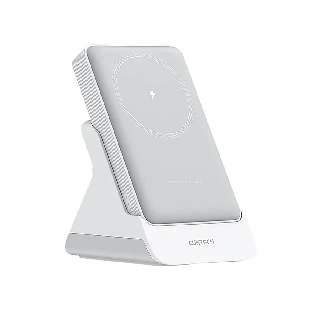 Безжична външна батерия Cuktech WPB100N, 10000mAh, 20W, PD + FQI, 1 x QI - 1 x USB-C, бяла CKWPB100NGLGR