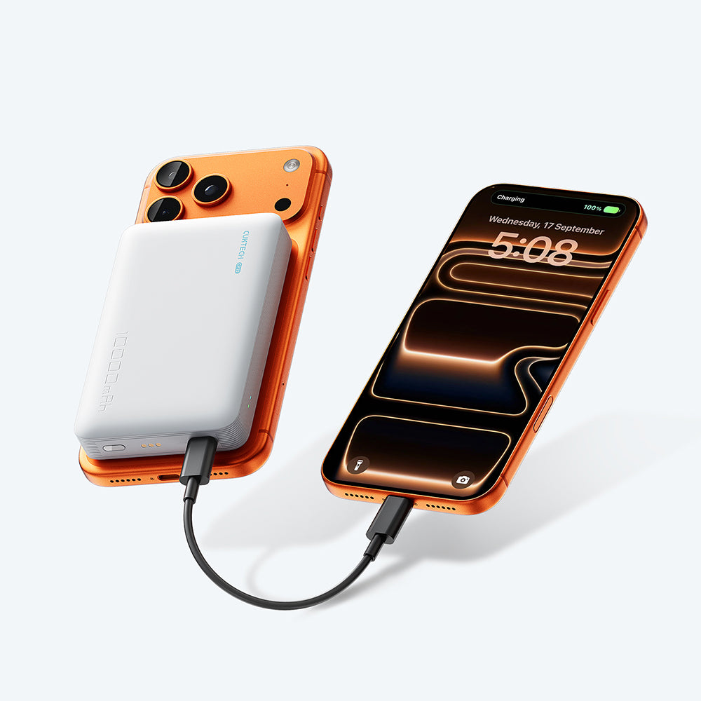 Безжична външна батерия Cuktech WPB100N, 10000mAh, 20W, PD + FQI, 1 x QI - 1 x USB-C, бяла CKWPB100NGLGR
