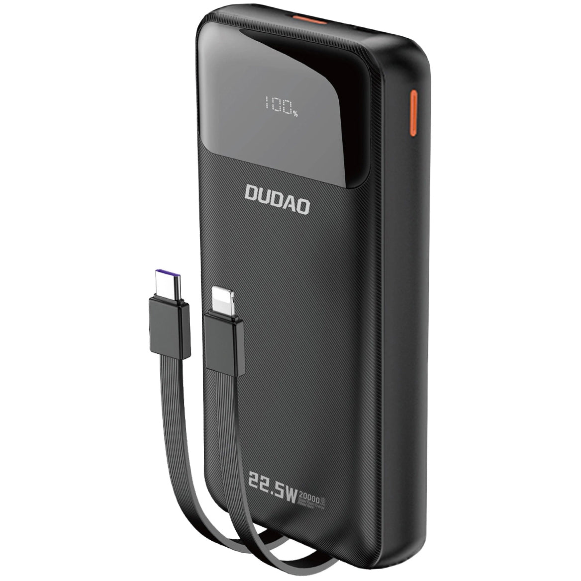 Външна батерия Dudao K15Pro, 20000mAh, 22.5W, QC + PD, 1 x Lightning - 1 x USB-A - 2 x USB-C, Черна