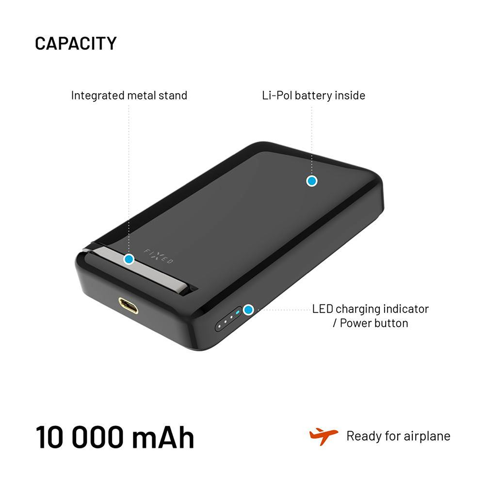 Външна батерия Wireless Fixed MagZen 10 Pro, 10000mAh, 30W, PD + FQI, 1 x QI - 1 x USB-C, Черна