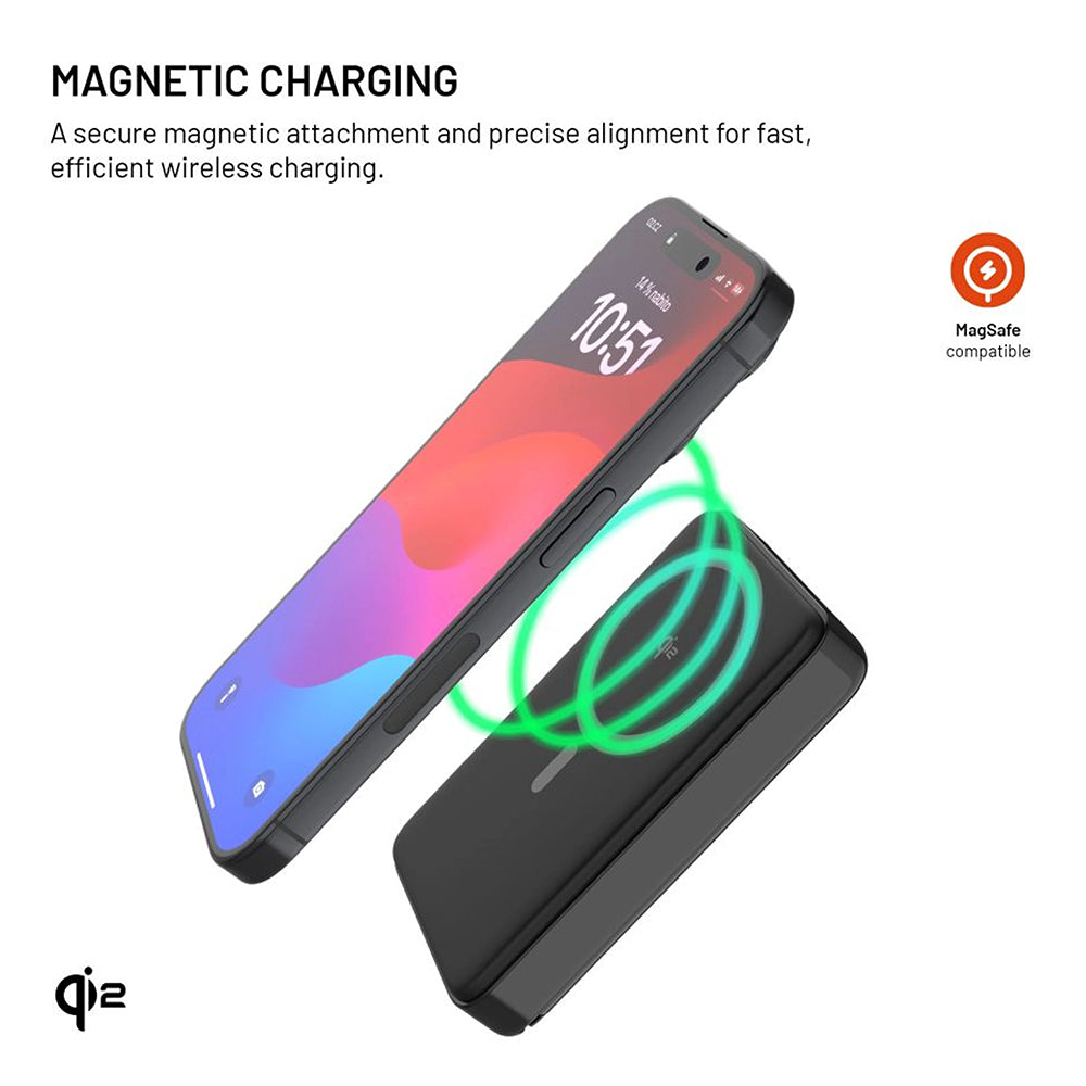 Външна батерия Wireless Fixed MagZen 10 Pro, 10000mAh, 30W, PD + FQI, 1 x QI - 1 x USB-C, Черна