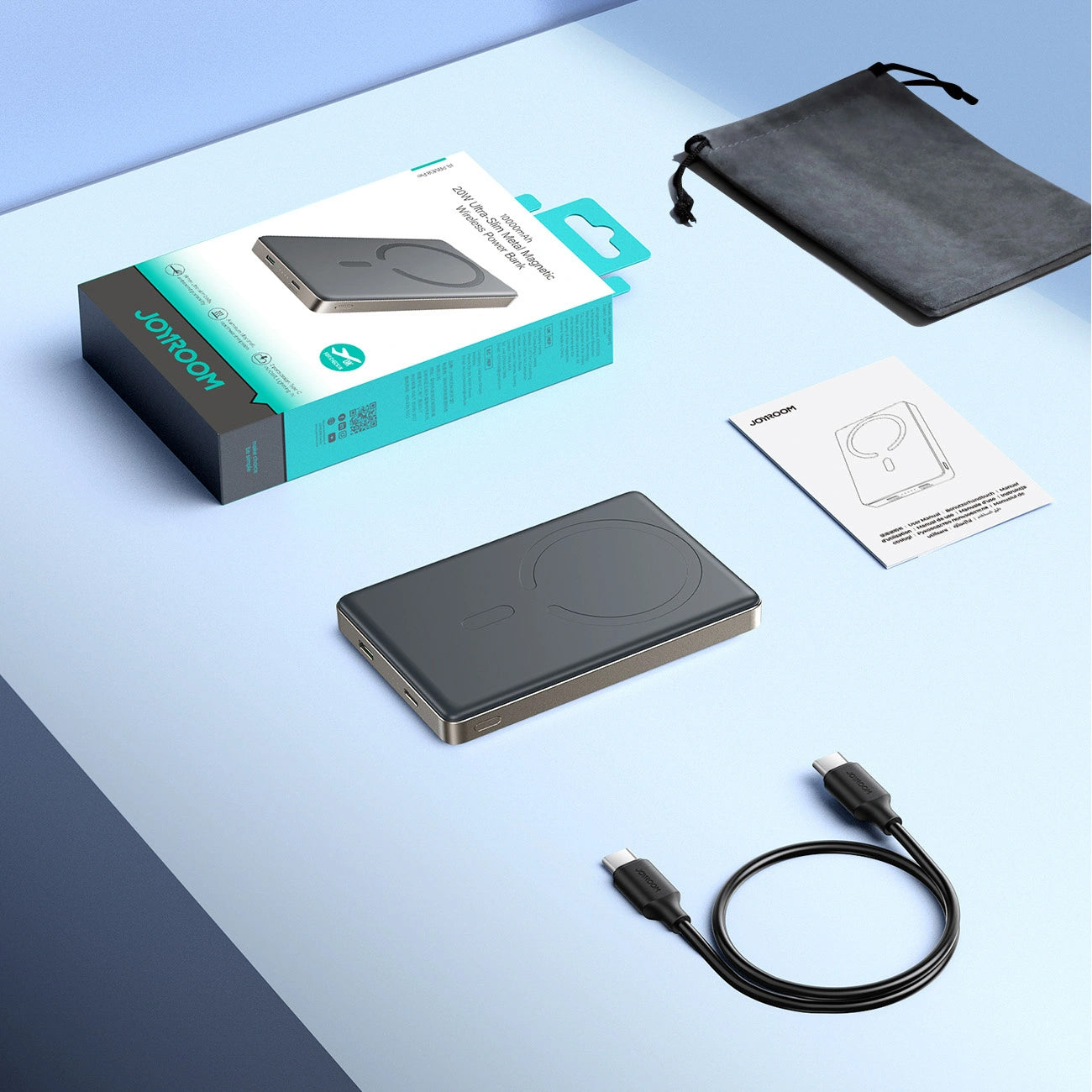 Безжична външна батерия Joyroom JR-PBM08 Pro, 10000mAh, 22.5W, PD + FQI, 1 x QI - 2 x USB-C, Бежова