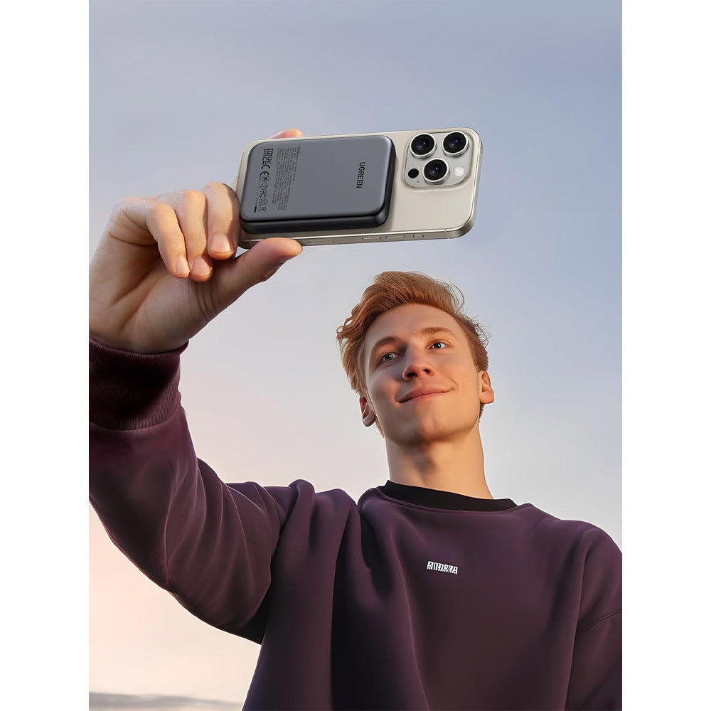 Външна батерия Wireless UGREEN PB561, 10000mAh, 20W, PD + FQI, 1 x QI - 1 x USB-C, Черна