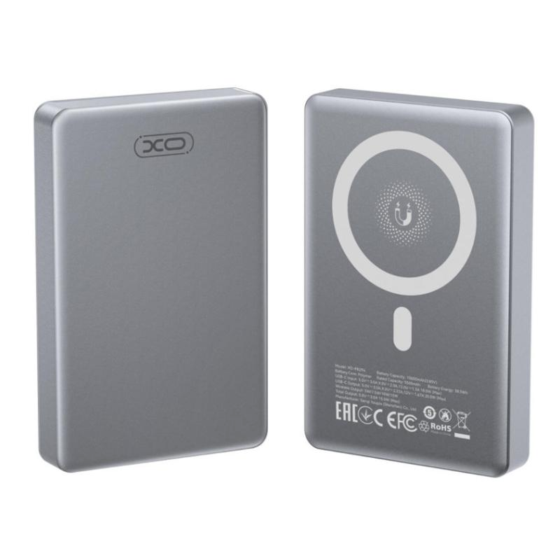 Безжична външна батерия XO Design PR294, 10000mAh, 20W, PD + FQI, 1 x QI - 1 x USB-C, Сива