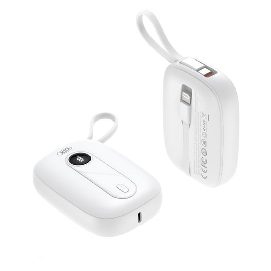 Външна батерия XO Design PR246, 10000mAh, 22.5W, PD, 1 x Lightning - 2 x USB-C, Бяла