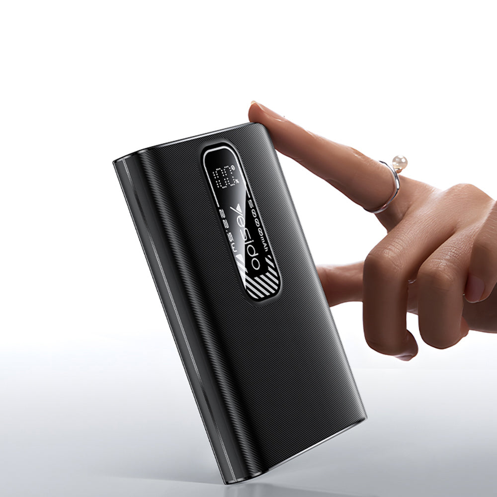 Външна батерия Yesido YP92, 5000mAh, 22.5W, QC + PD, 1 x USB-A - 1 x USB-C, Черна