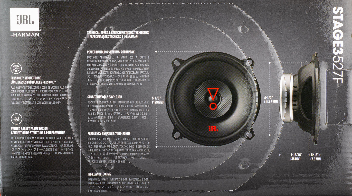 Автомобилна колона JBL Stage3 527, 40W RMS, 129mm, Комплект 2 броя JBLSTAGE3527F