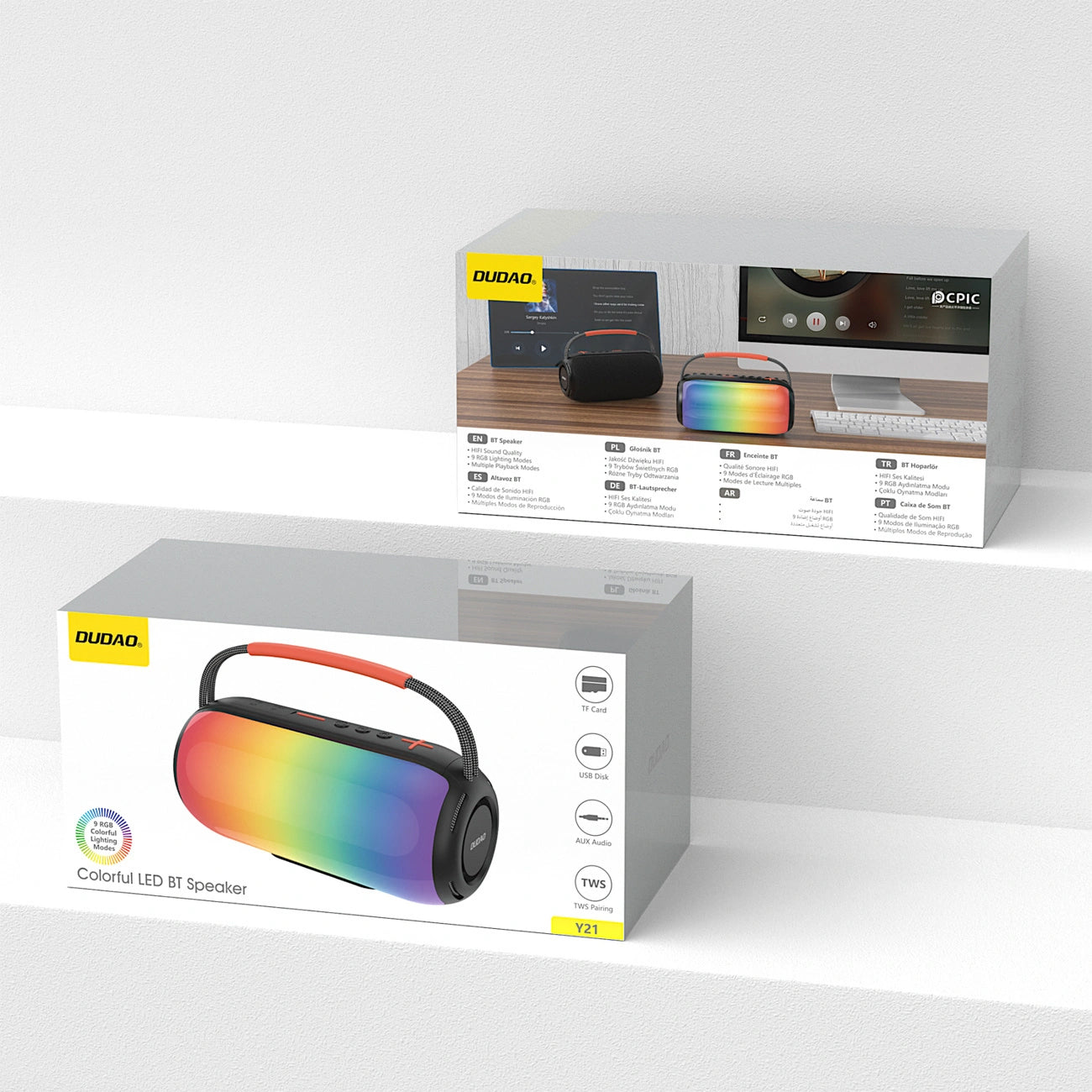 Портативна Bluetooth колонка Dudao Y21, 2 x 5W, TWS, RGB, Черна