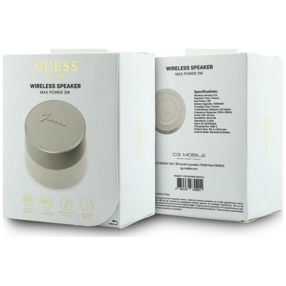 Преносима Bluetooth колонка Guess Script Metal Logo, 5W, TWS, Златиста