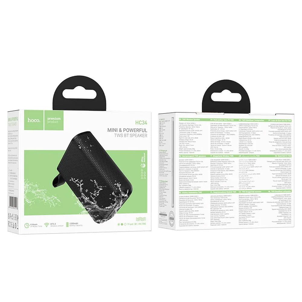 Портативна Bluetooth колонка HOCO HC34, 5W, TWS, Водоустойчива, Черна