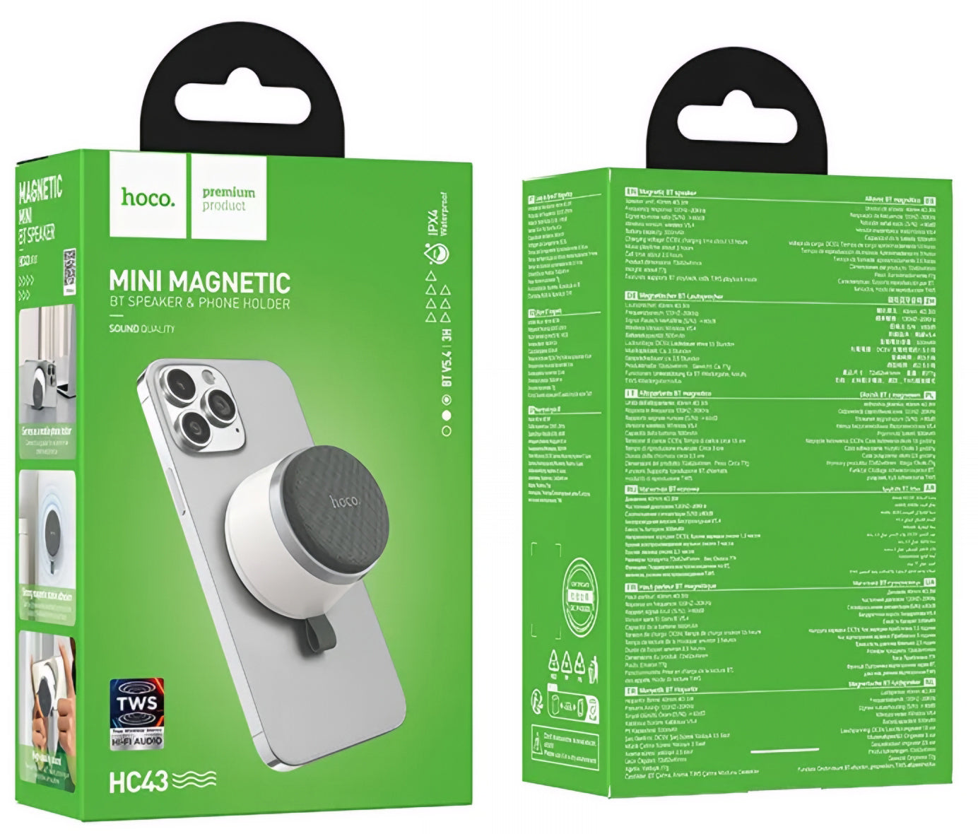 Портативна Bluetooth колонка HOCO HC43 Mini Magnetic, 8W, TWS, Бяла