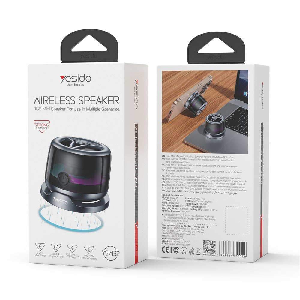 Портативна Bluetooth колонка Yesido YSW32, 3W, RGB, Черна