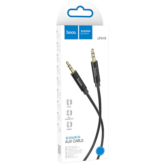 Аудио кабел 3.5mm - 3.5mm HOCO UPA19, 1m, Черен