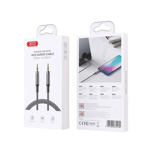 Аудио кабел 3.5mm - 3.5mm XO Design NB-R279C, 1m, Черен