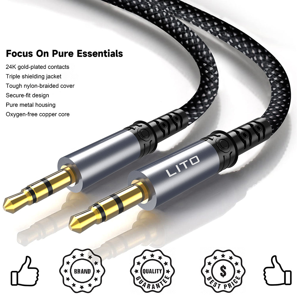 Аудио кабел 3.5mm - 3.5mm Lito LA01D, 1m, Черен